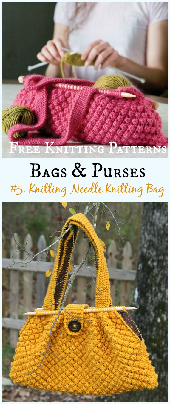 Knitting Needle Knitting Bag Free Knitting Pattern - #Bags & Purses Free #Knitting Patterns