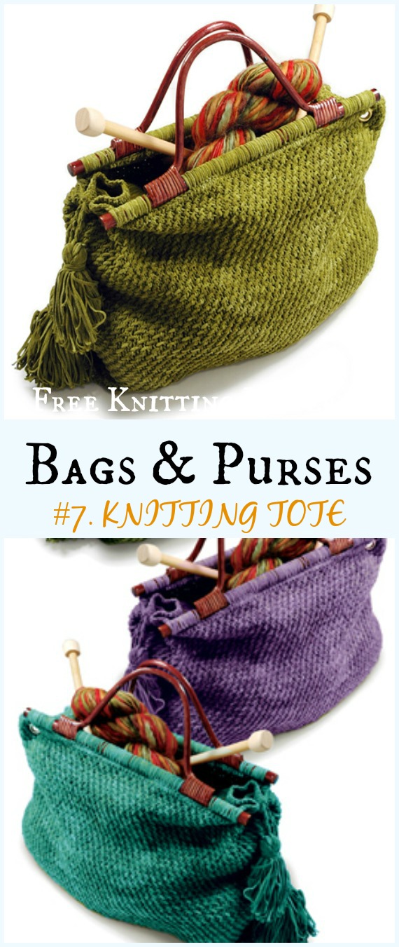 Knitting Tote Bag Free Knitting Pattern - #Bags & Purses Free #Knitting Patterns