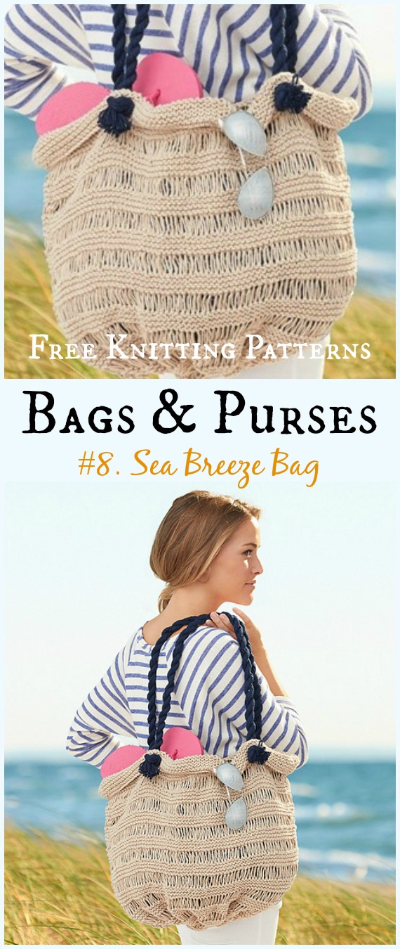 Sea Breeze Bag Free Knitting Pattern & Video - #Bags & Purses Free #Knitting Patterns