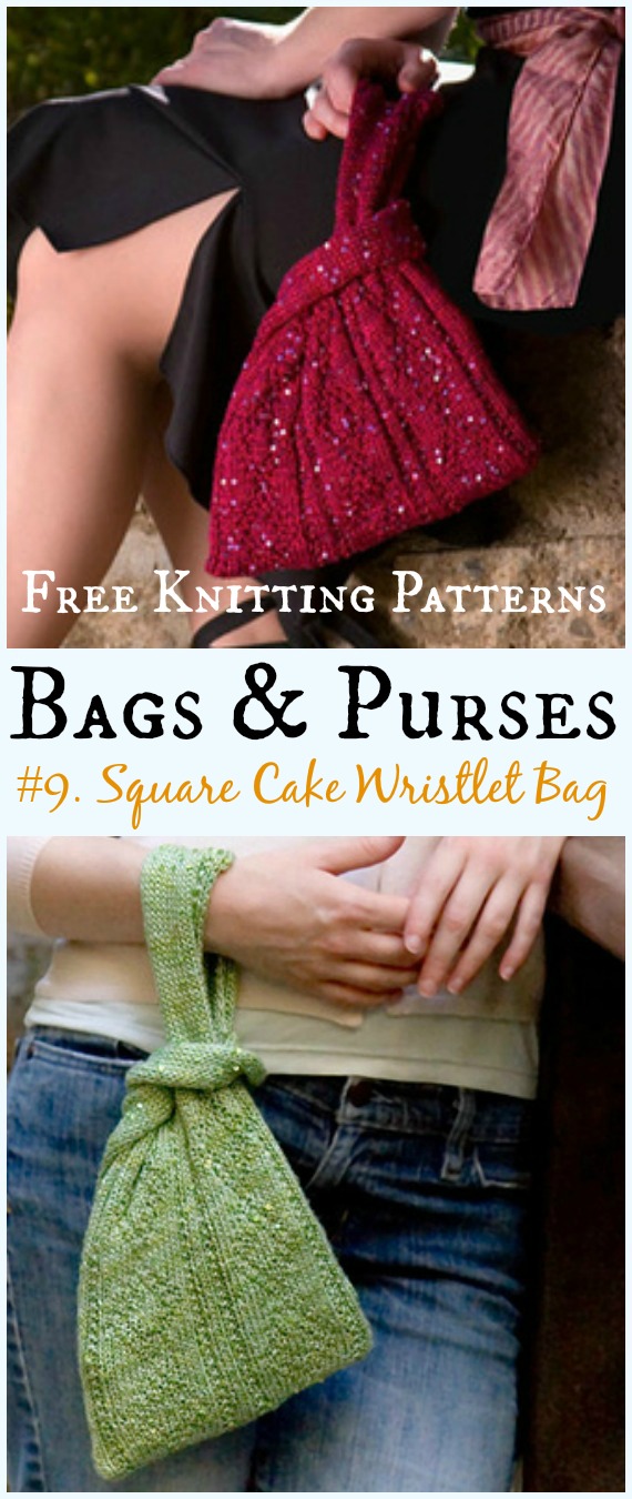 Square Cake Wristlet Bag Free Knitting Pattern - #Bags & Purses Free #Knitting Patterns