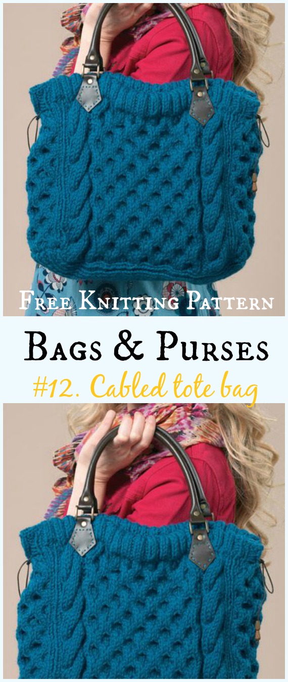 Cabled tote Bag Free Knitting Pattern - #Bags & Purses Free #Knitting Patterns