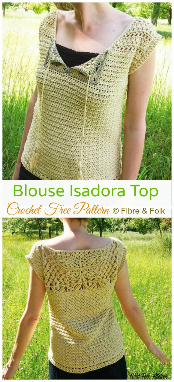 Butterfly Blouse Isadora Top Crochet Free Pattern- Women Summer #Top Free #Crochet; Patterns