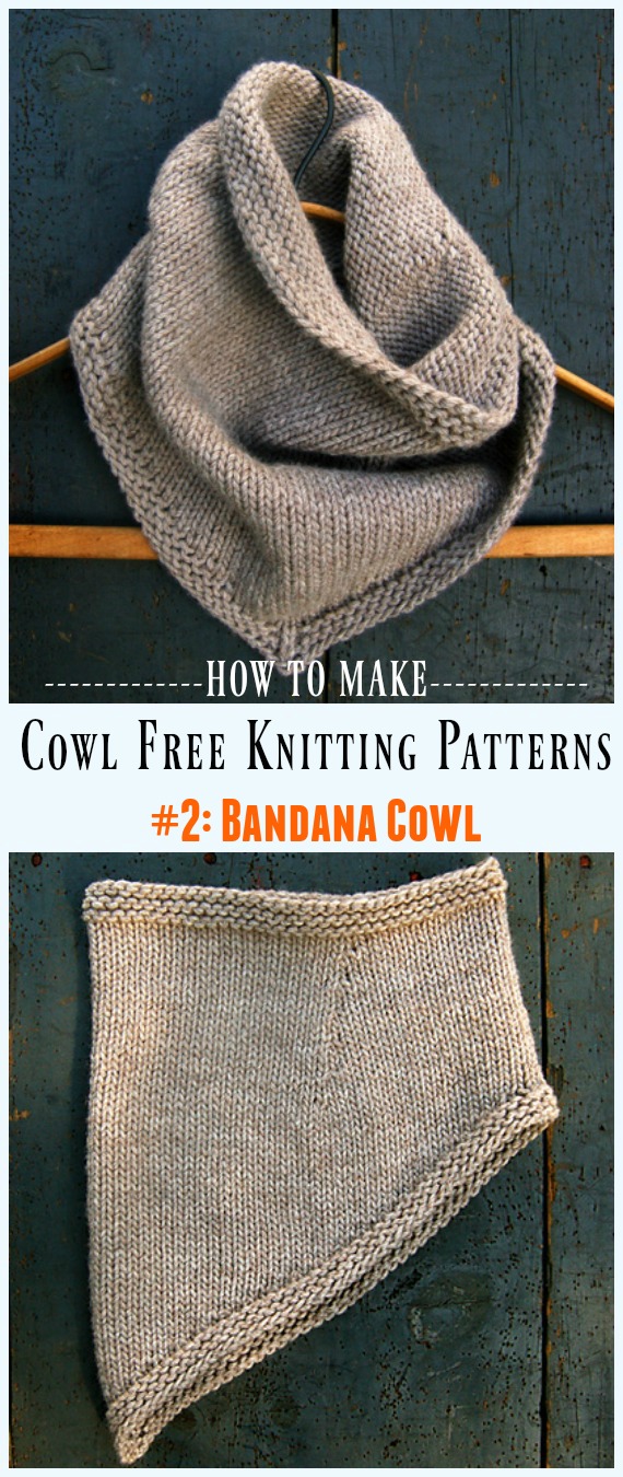 Bandana Cowl Free Knitting Pattern - Cowl Free #Knitting Patterns 