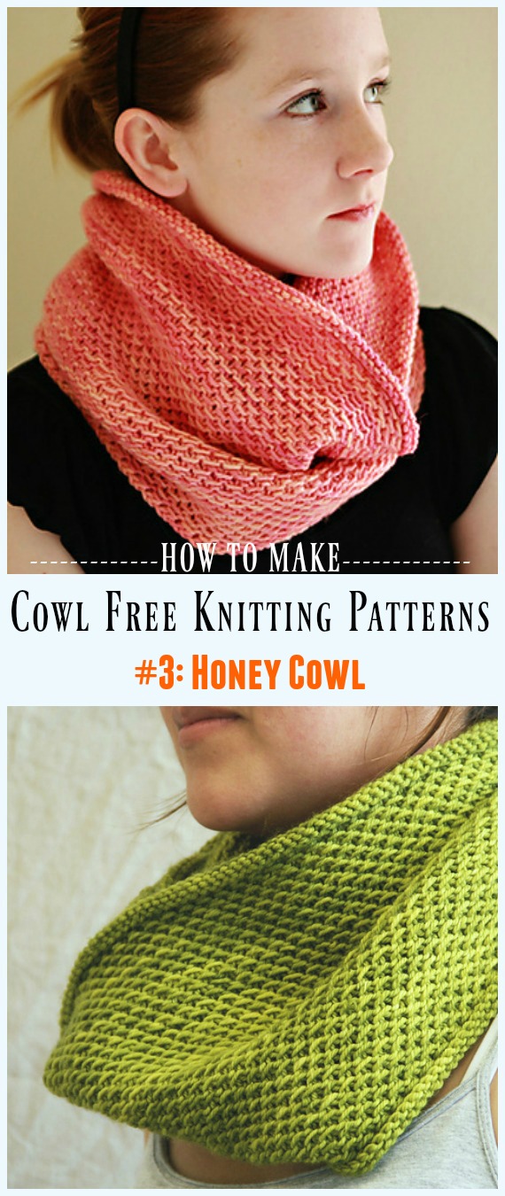 Honey Cowl Free Knitting Pattern - Cowl Free #Knitting Patterns 