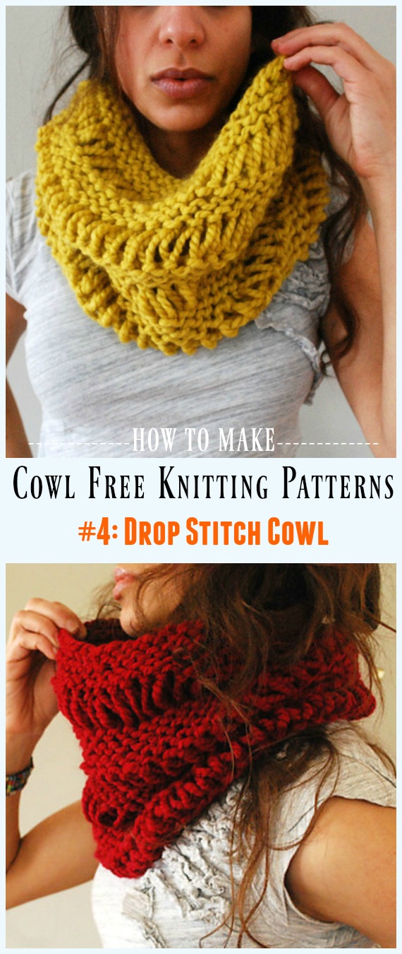 Drop Stitch Cowl Free Knitting Pattern - Cowl Free #Knitting Patterns 