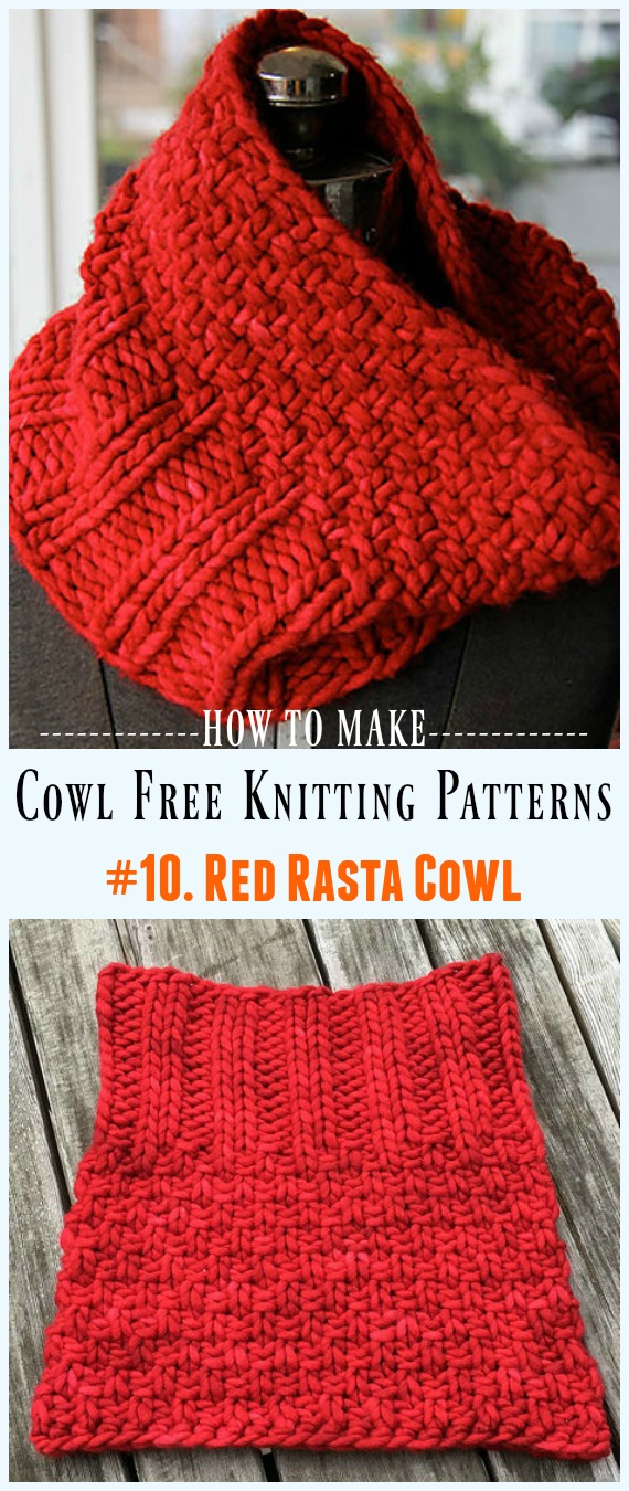 Red Rasta Cowl Free Knitting Pattern - Cowl Free #Knitting Patterns 