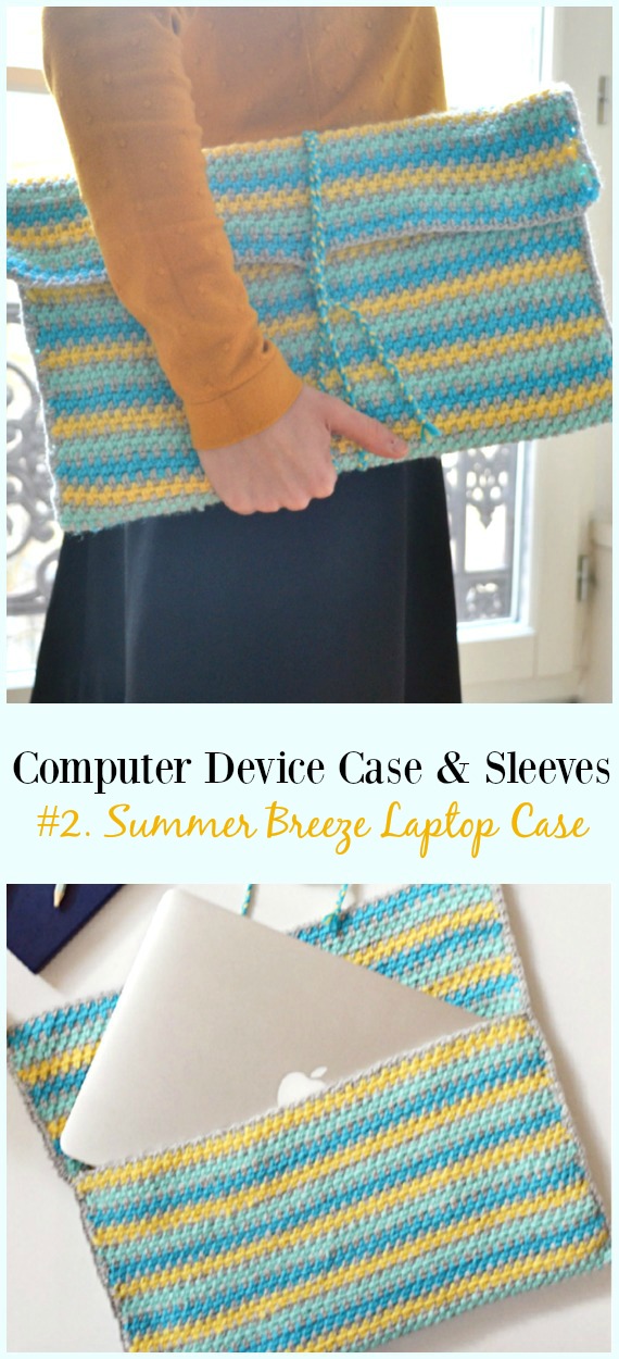 Summer Breeze Laptop Case Free Crochet Pattern - #Crochet Computer #Device Case Cozy Sleeves Free Patterns