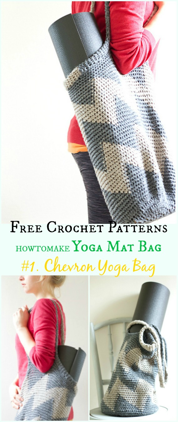 Chevron Yoga Bag Free Crochet Pattern -#Crochet; #Yoga; Mat Bag Free Patterns