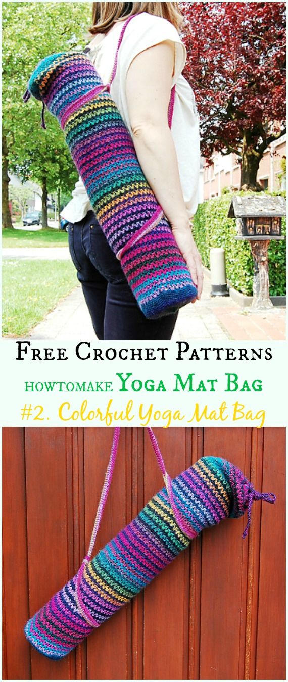 Colorful Yoga Mat Bag Free Crochet Pattern -#Crochet; #Yoga; Mat Bag Free Patterns