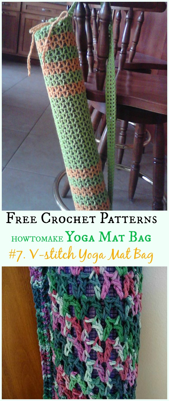 V-stitch Yoga Mat Bag Free Crochet Pattern -#Crochet; #Yoga; Mat Bag Free Patterns