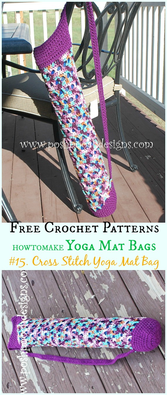 Cross Stitch Yoga Mat Bag Free Crochet Pattern -#Crochet; #Yoga; Mat Bag Free Patterns
