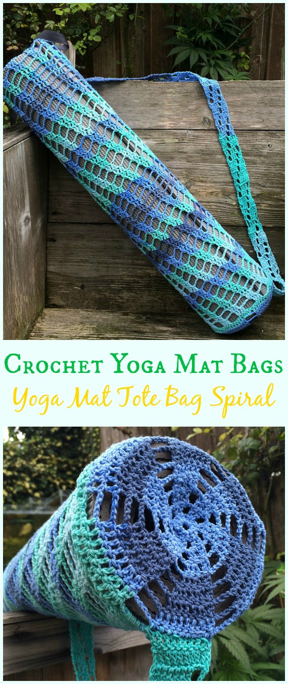 Spiral Yoga Mat Tote Bag Crochet Pattern -#Crochet; #Yoga; Mat Bag Patterns