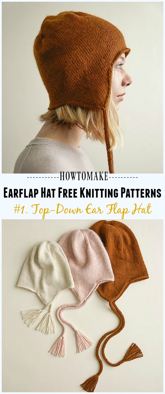 Top-Down Ear Flap Hat Free Knitting Pattern - Knit Earflap Hat Free Patterns