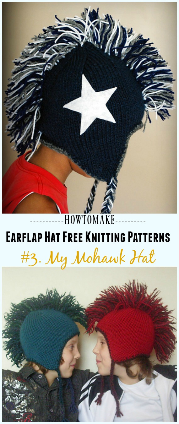 My Mohawk Hat Free Knitting Pattern - Knit Earflap Hat Free Patterns