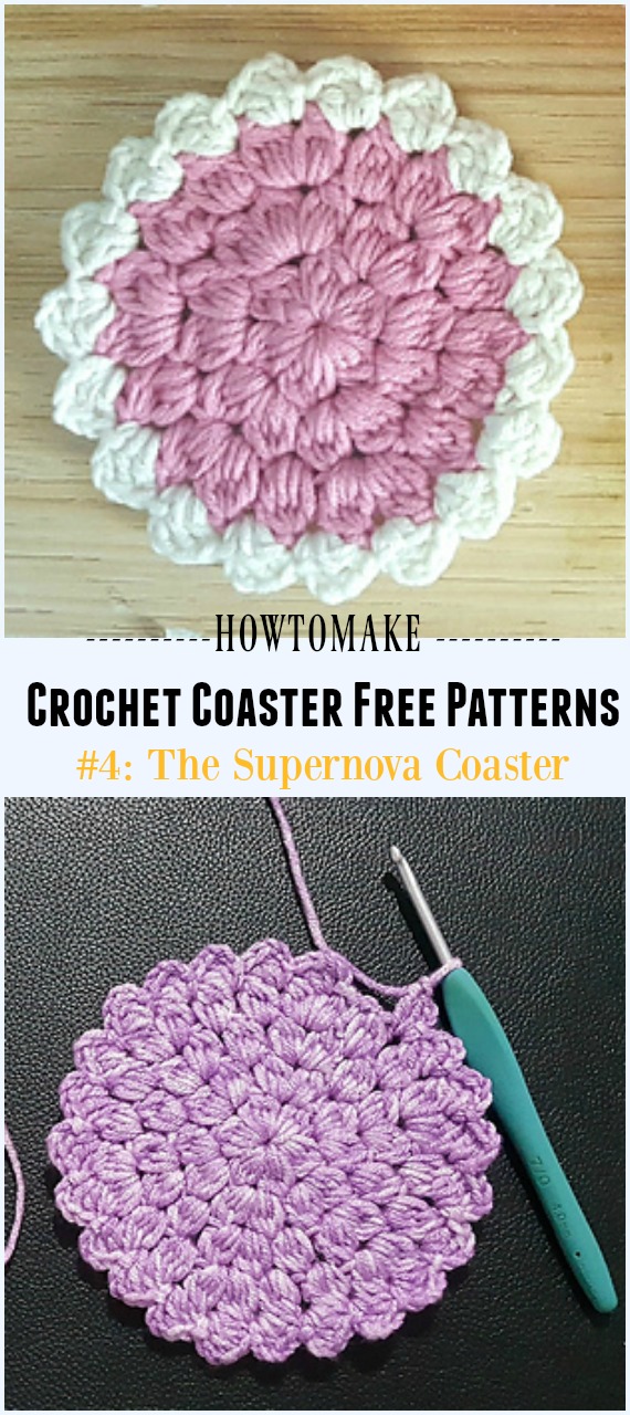 Crochet The Supernova Coaster Free Pattern - Easy #Crochet Coaster Free Patterns