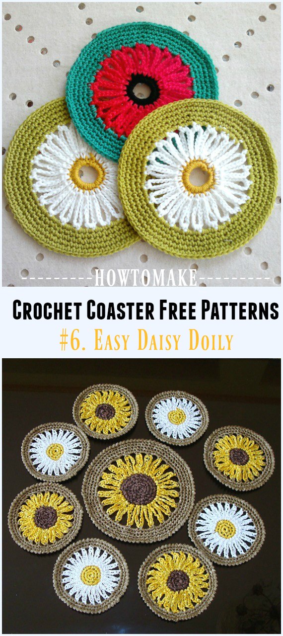 Crochet Easy Daisy Doily Free Pattern - Easy #Crochet Coaster Free Patterns