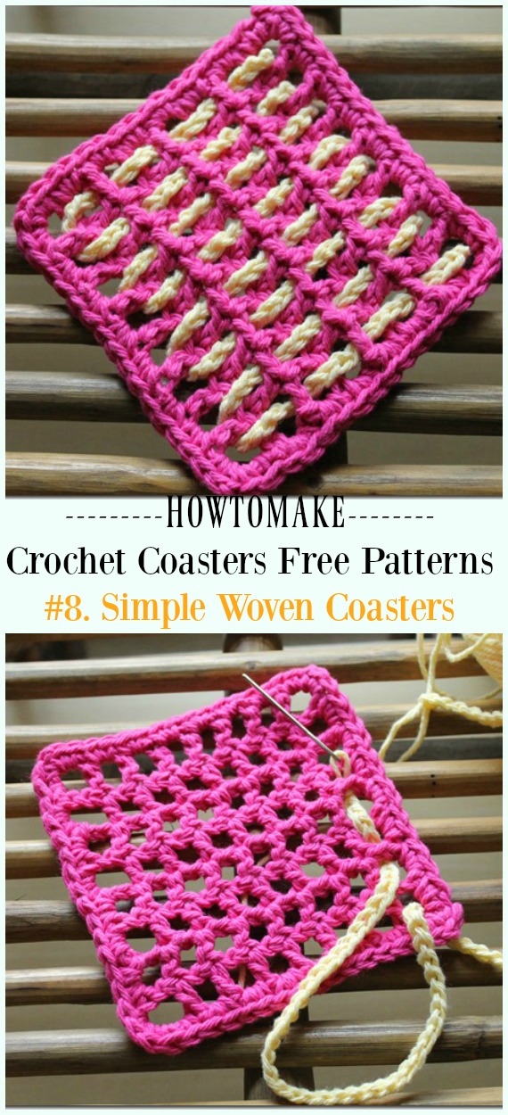 Simple Woven Coaster Free Pattern - Easy #Crochet Coaster Free Patterns