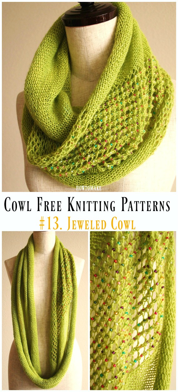 Jeweled Cowl Free Knitting Pattern - Cowl Free #Knitting Patterns