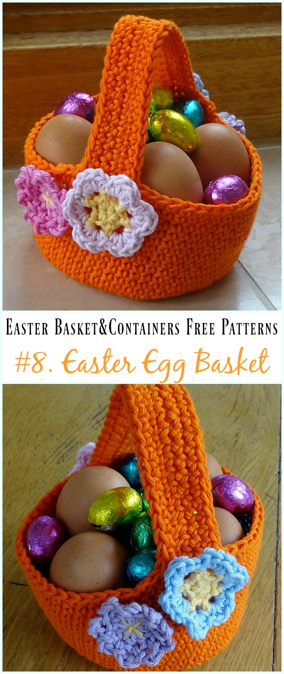 Crochet Easter Egg Basket Free Pattern - #Crochet Easter #Basket & Containers Free Patterns