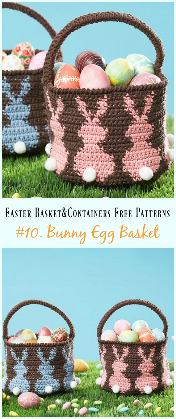 Crochet Bunny Egg Basket Free Pattern - #Crochet Easter #Basket & Containers Free Patterns