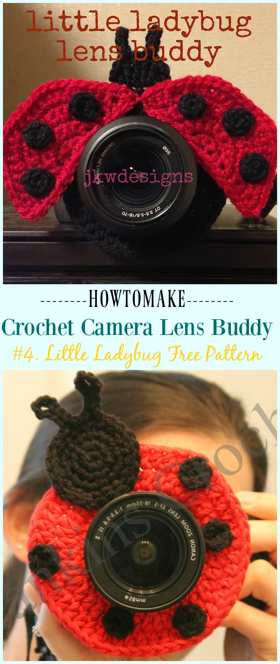 Crochet Little Ladybug Lens Buddy Free Pattern -#Crochet; Camera #Lens; Buddy Cozy Free Patterns