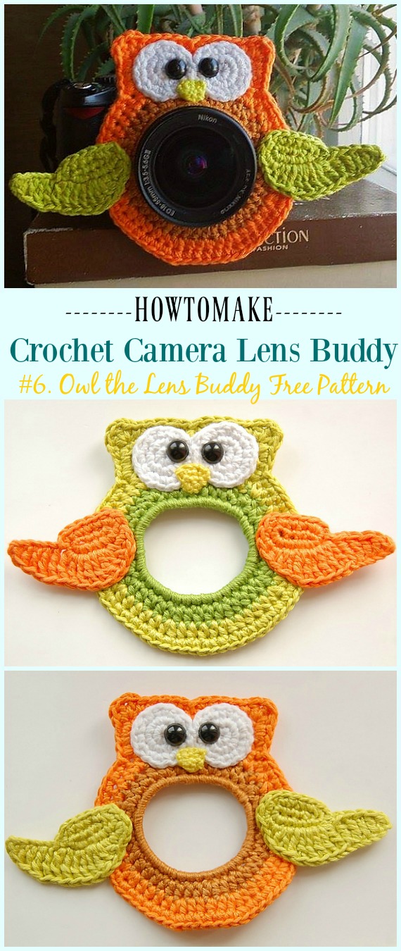 Crochet Owl The Lens Buddy Free Pattern - #Crochet; Camera #Lens; Buddy Cozy Free Patterns