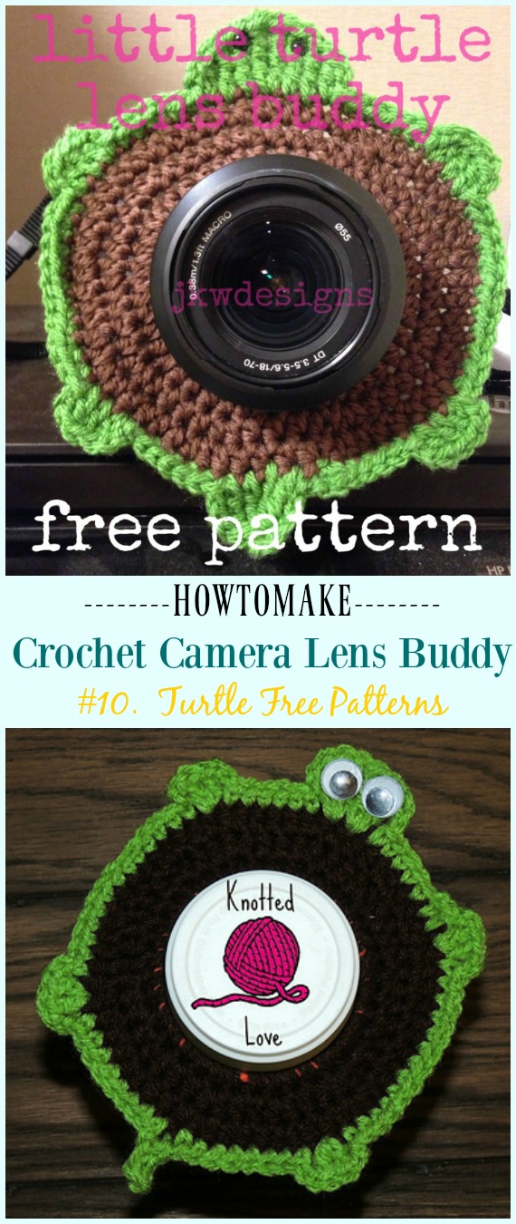 Crochet Little Turtle Lens Buddies Free Pattern -#Crochet; Camera #Lens; Buddy Cozy Free Patterns