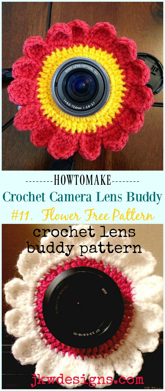 Crochet Flower Camera Lens Buddy Free Pattern -#Crochet; Camera #Lens; Buddy Cozy Free Patterns