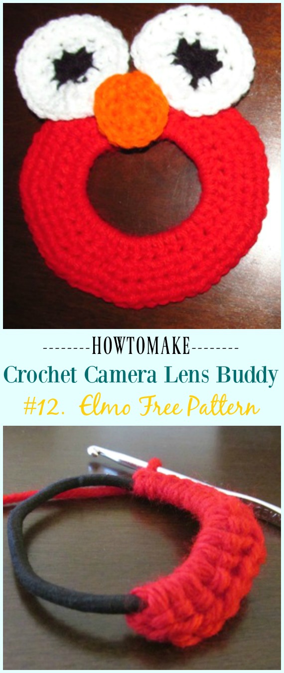 Crochet Elmo and Lady Bug Lens Buddies Free Pattern -#Crochet; Camera #Lens; Buddy Cozy Free Patterns