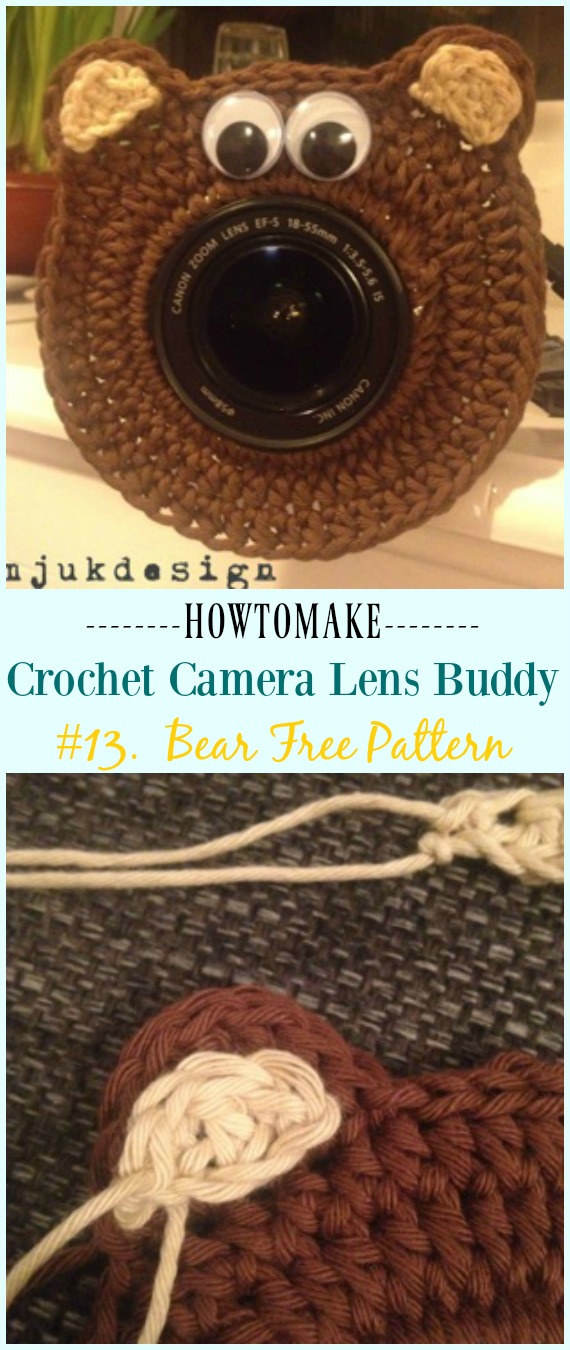 Crochet Bear Camera Lens Buddy Free Pattern -#Crochet; Camera #Lens; Buddy Cozy Free Patterns