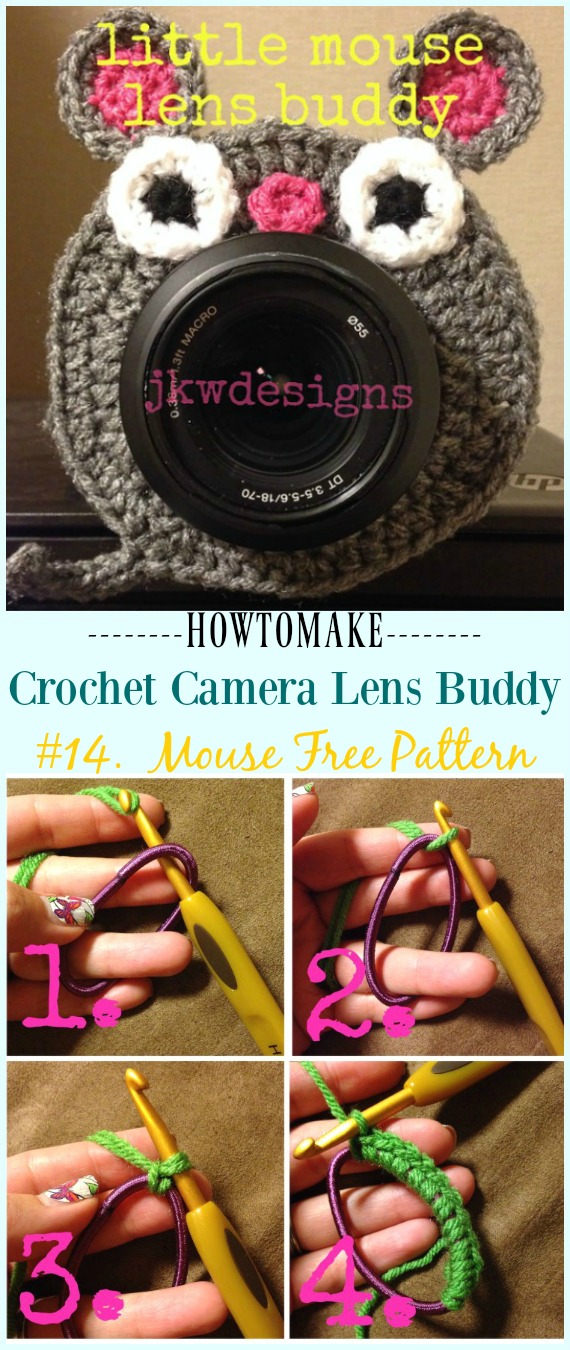 Crochet Little Mouse Lens Buddy Free Pattern -#Crochet; Camera #Lens; Buddy Cozy Free Patterns