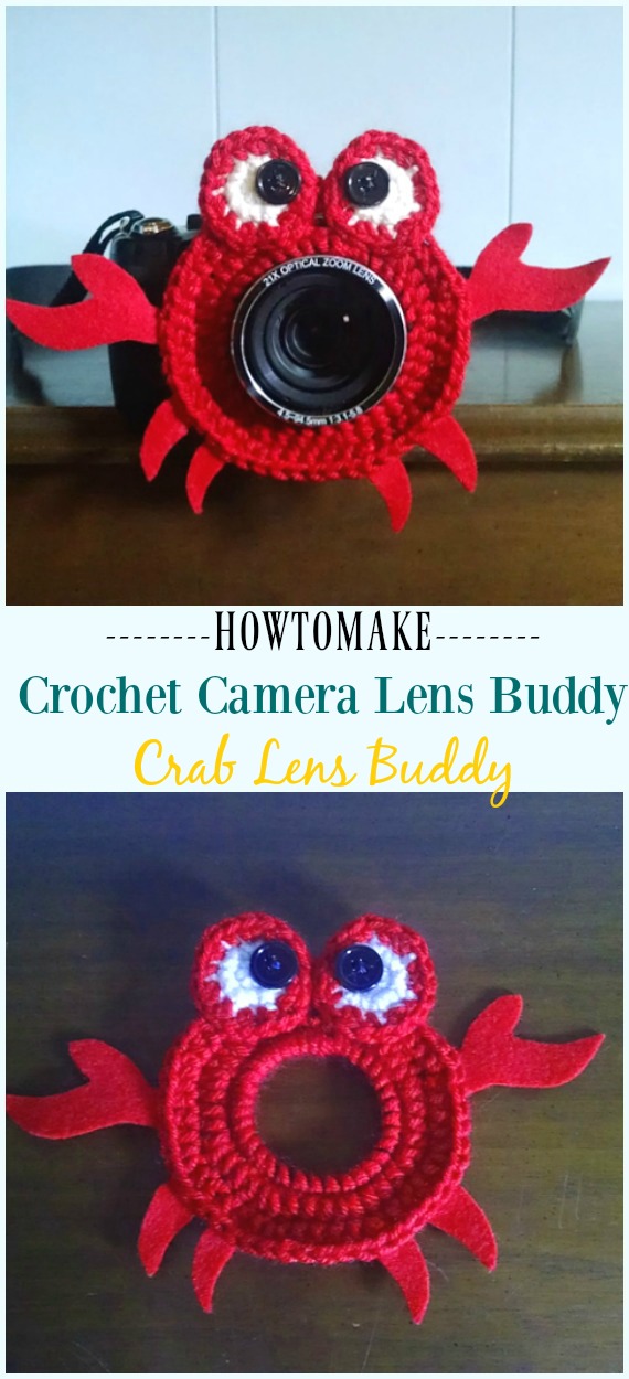 Crochet Crab Camera Lens Buddy Pattern -#Crochet; Camera #Lens; Buddy Grabber Patterns
