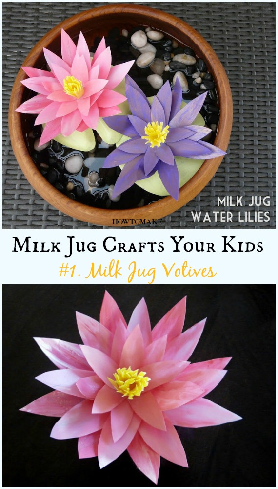 DIY Milk Jug Water Lilies Instructions - Recycled #MilkJug Crafts Your Kids Can Do #Recycle