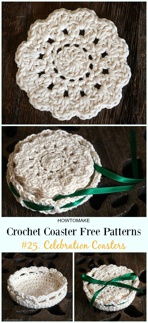 Celebration Coasters Free Crochet Pattern - Easy #Crochet Coaster Free Patterns