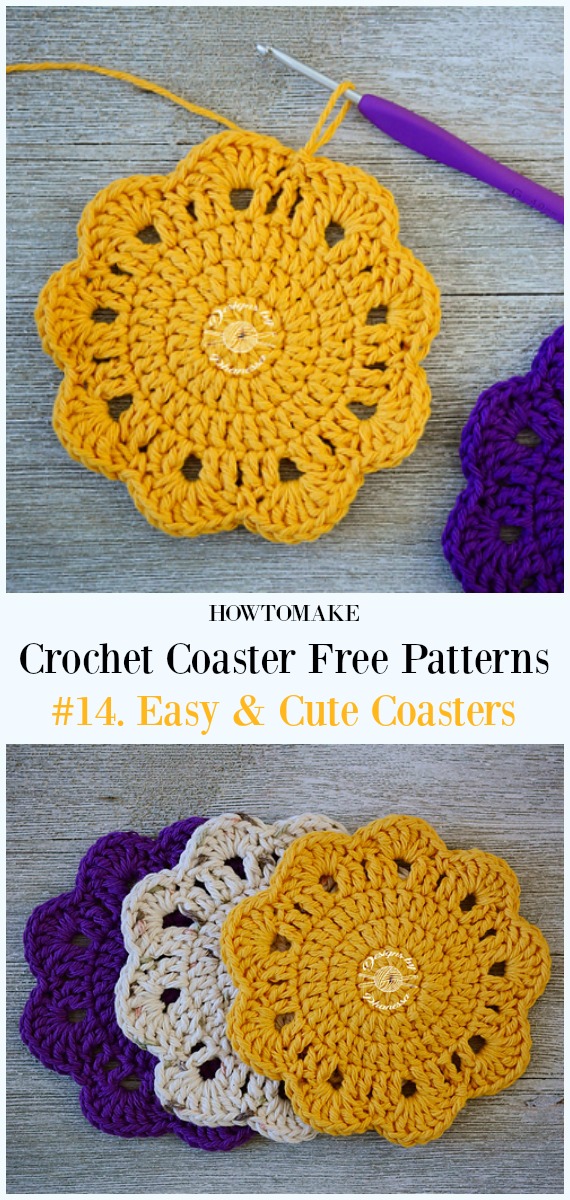 Crochet Easy & Cute Coasters Free Pattern - Easy #Crochet Coaster Free Patterns