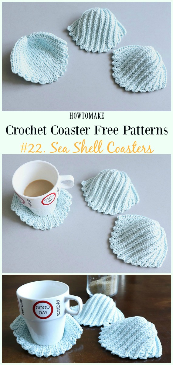 Sea Shell Coaster Free Crochet Pattern - Easy #Crochet Coaster Free Patterns