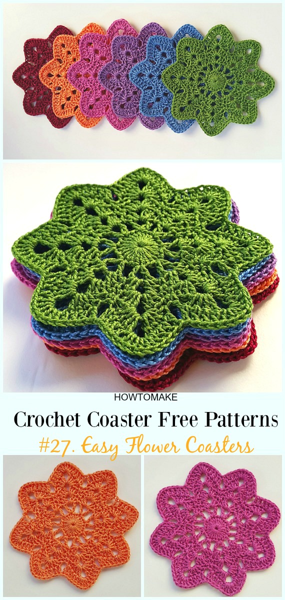 Easy Flower Coaster Free Crochet Pattern - Easy #Crochet Coaster Free Patterns