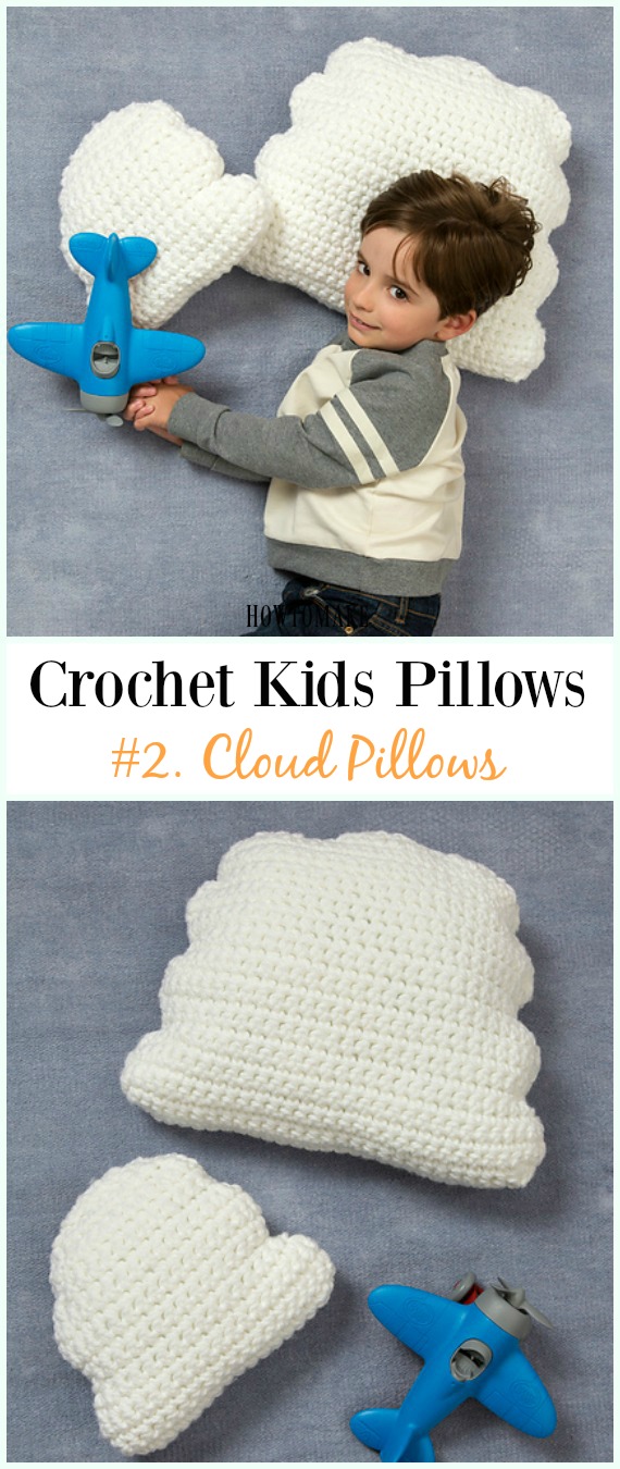 Crochet Cloud Pillows Free Pattern -Fun #Crochet Kids #Pillows Free Patterns