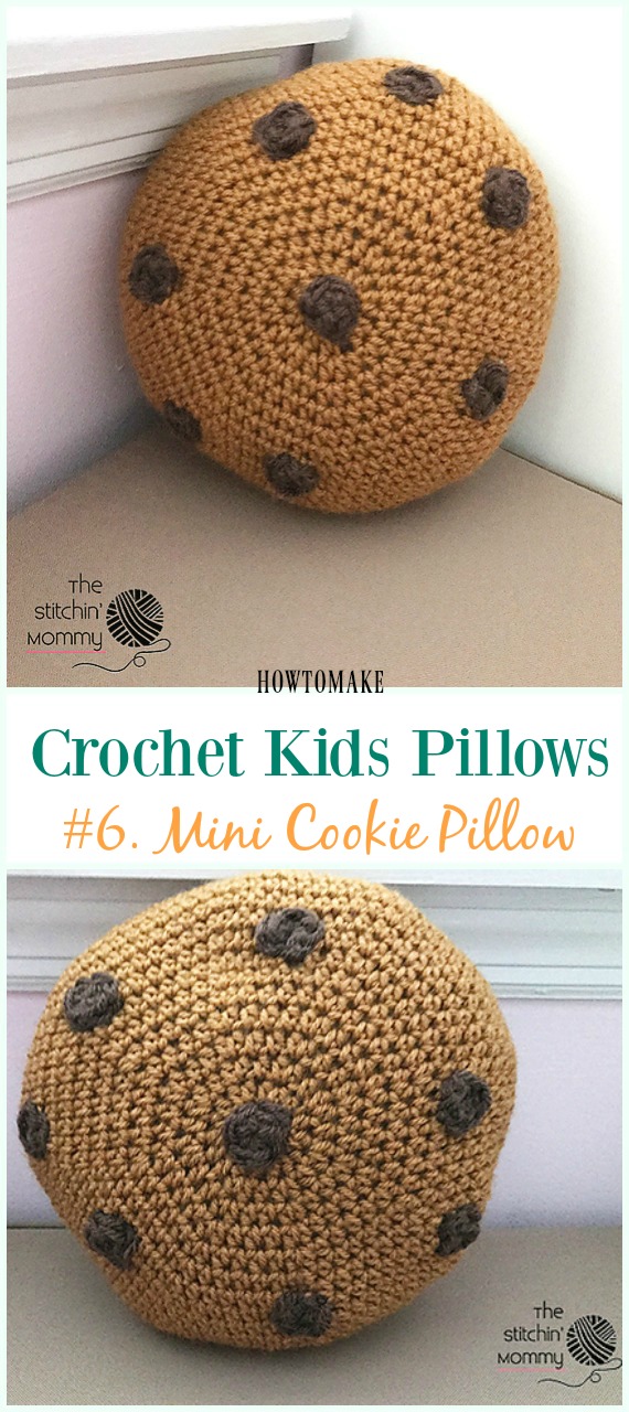 Crochet Mini Cookie Pillow Free Pattern -Fun #Crochet Kids #Pillows Free Patterns