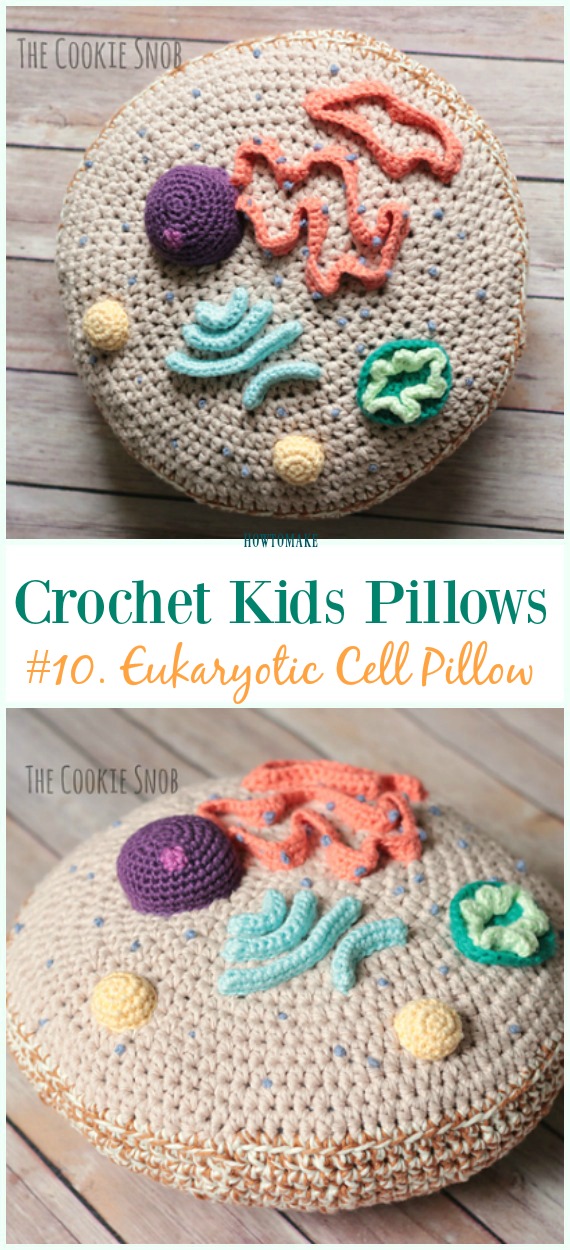 Crochet Eukaryotic Cell Pillow Free Pattern -Fun #Crochet Kids #Pillows Free Patterns