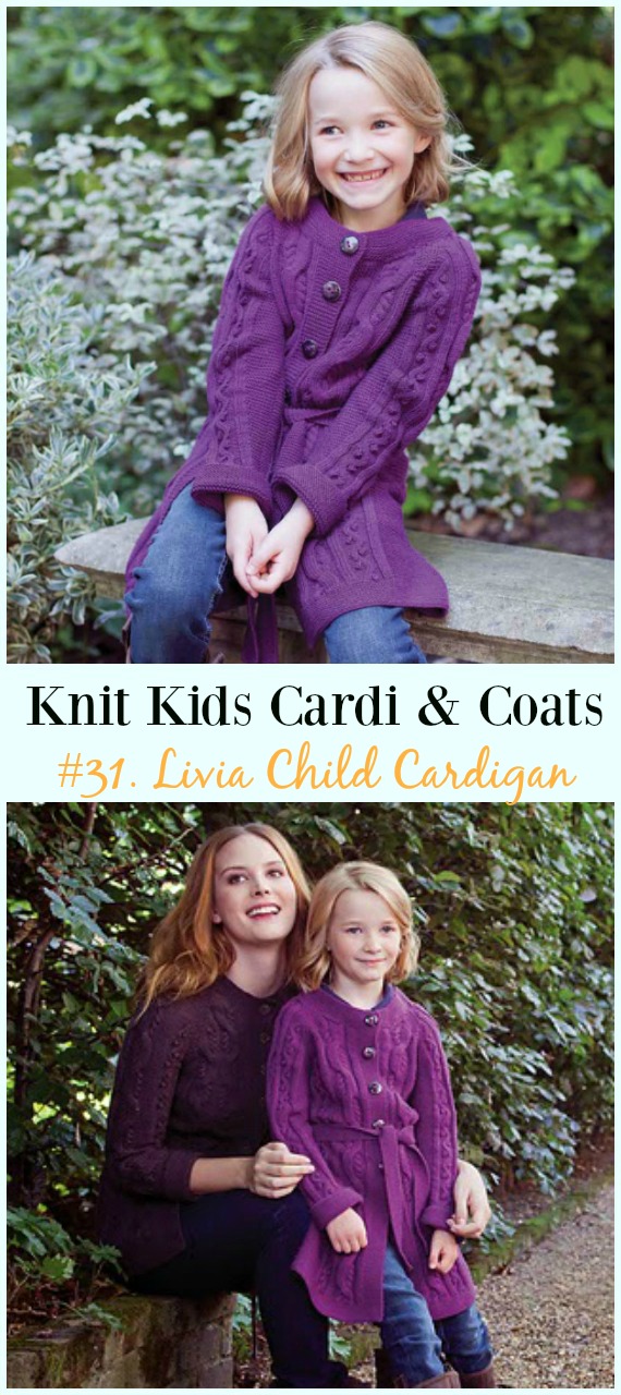 Livia Child Cardigan Free Knitting Pattern - #Knit Kids #Cardigan Sweater Coat Free Patterns