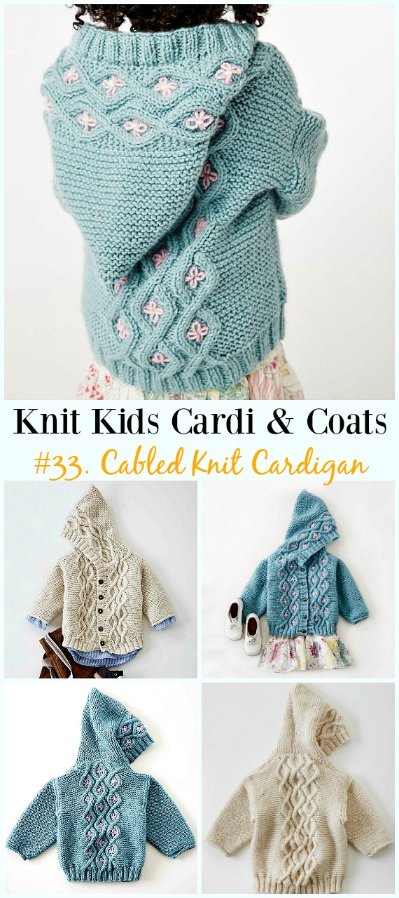 Cabled Knit Cardigan Free Knitting Pattern - #Knit Kids #Cardigan Sweater Coat Free Patterns