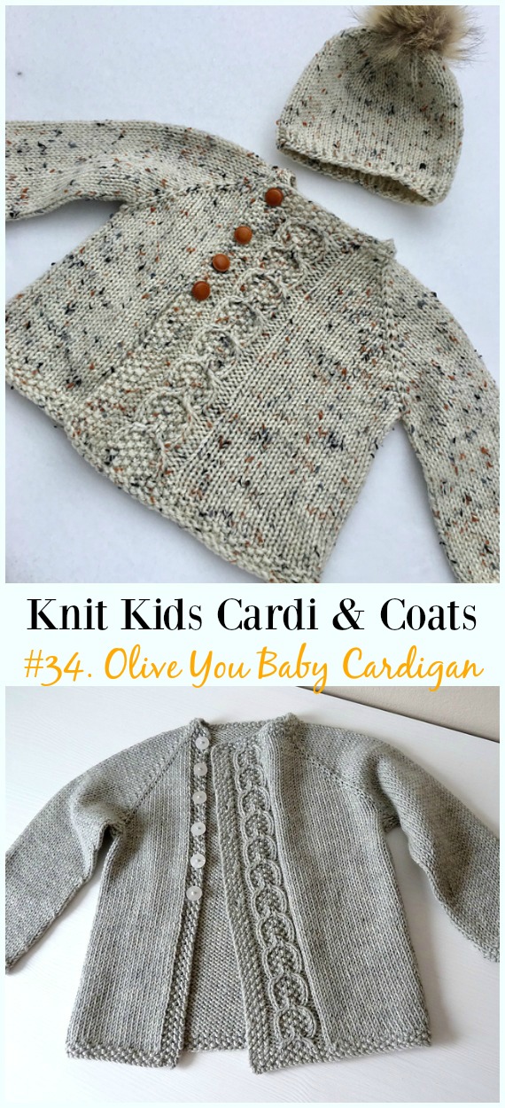 Olive You Baby Cardigan Free Knitting Pattern - #Knit Kids #Cardigan Sweater Coat Free Patterns