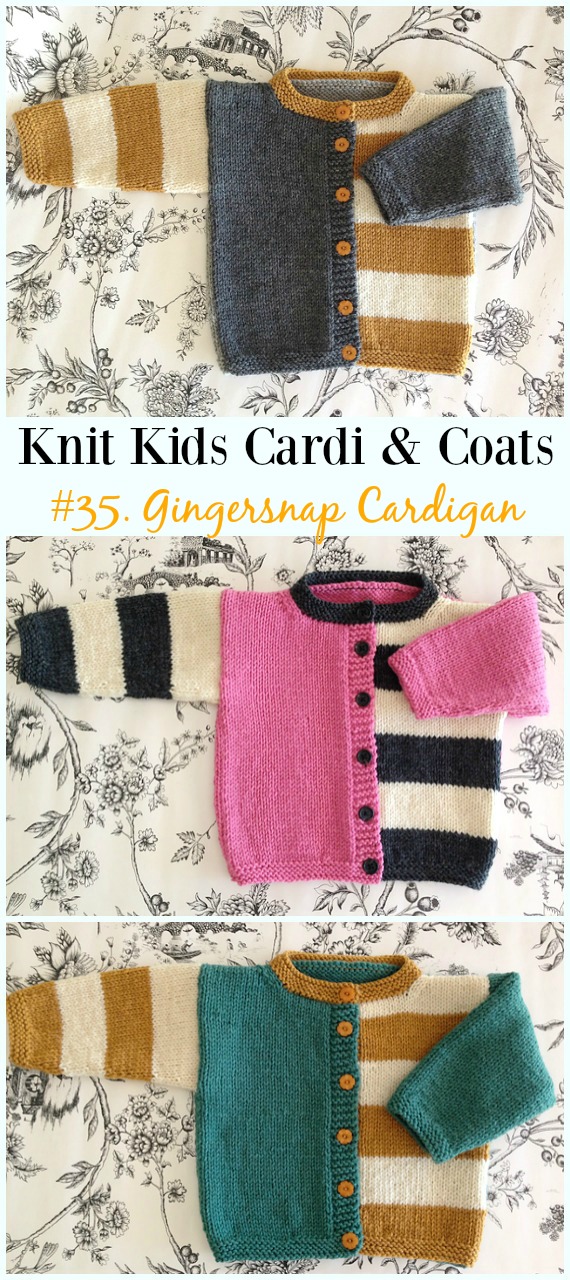 Gingersnap Cardigan Free Knitting Pattern - #Knit Kids #Cardigan Sweater Coat Free Patterns