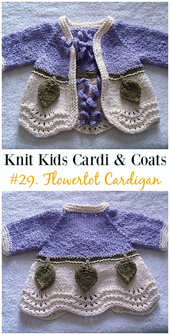 Flowertot Cardigan Free Knitting Pattern - #Knit Kids #Cardigan Sweater Coat Free Patterns