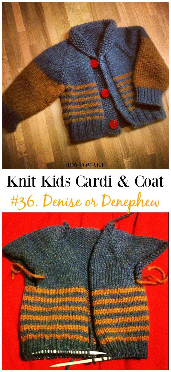 Denise or Denephew Unisex Cardigan Free Knitting Pattern - #Knit Kids #Cardigan Sweater Coat Free Patterns