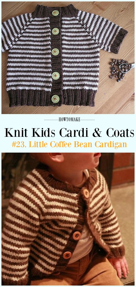 Little Coffee Bean Cardigan Free Knitting Pattern - #Knit Kids #Cardigan Sweater Free Patterns