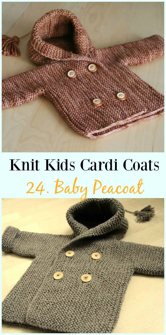 Baby Peacoat Cardigan Free Knitting Pattern&Video - #Knit Kids #Cardigan Sweater Free Patterns