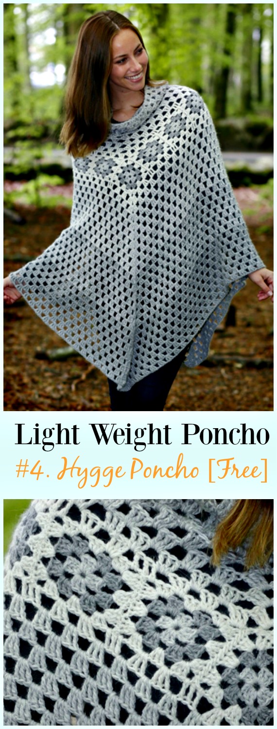 Crochet Hygge Poncho Free Pattern-Light Weight Spring Summer #Poncho; Free #Crochet; Patterns