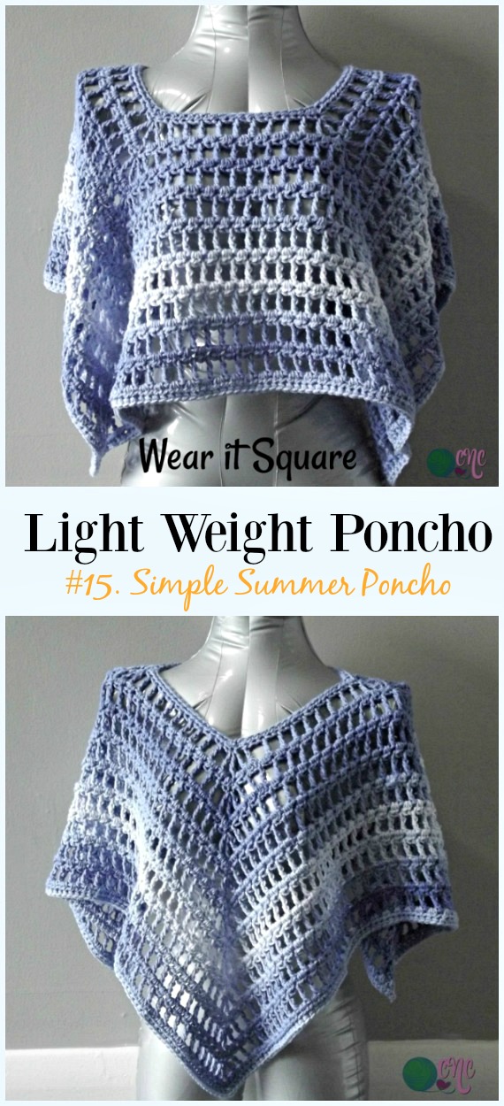 Crochet Ruffled Granny Square Poncho Free Pattern -Light Weight Spring Summer #Poncho; Free #Crochet; Patterns